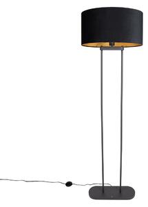 Lampă de podea neagră cu abajur oval negru 50cm - Thijmen