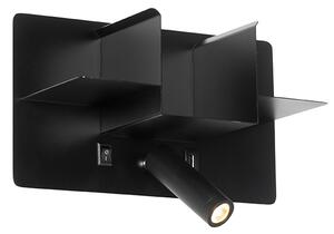 Aplică modernă neagră cu LED cu USB - Thijs