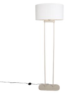Lampă de podea bej cu abajur oval alb din in 50cm - Thijmen