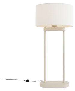 Lampă de podea bej cu abajur oval alb din in 35cm - Thijmen