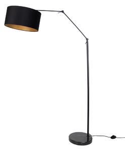 Lampă de podea neagră reglabilă cu abajur negru și interior auriu 50cm - Editor