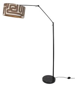 Lampă de podea neagră reglabilă cu abajur cu dungi maro și bej de 50 cm - Editor