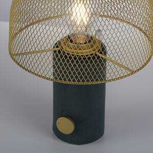 Lampa de masa de design verde cu auriu si dimmer - Gomba