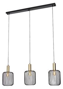 Lampă suspendată de design neagră cu auriu 3 lumini - Mayelle