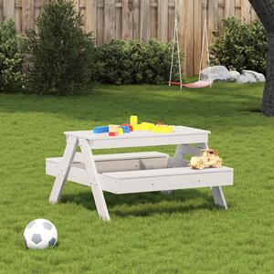 Masă de picnic pentru copii, alb, 88x97x52 cm, lemn masiv pin