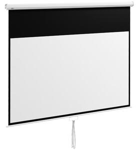 HOMCOM Ecran Proiector 100", 16:9, Montaj Perete/Tavan, Material Mat Premium, Blocare Automată, 221x124 cm, Alb | Aosom Romania