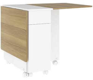 HOMCOM Masă Extensibilă pentru 6 Persoane, Masă Pliabilă cu Roți, 2 Sertare și Dulapior, 140x76x74 cm, Alb | Aosom Romania