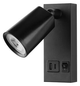 Aplică de perete tip spot cu încărcare USB LED/5W/230V, neagră