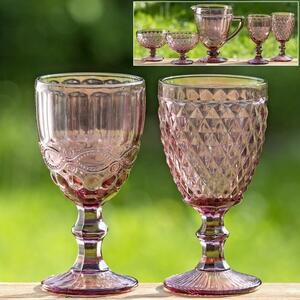 Pahar pentru vin, din sticla Aurora Roz inchis, Modele Asortate, Ø9xH17 cm