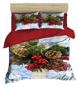 Lenjerie de pat dubla Xmas-407, Pearl Home, 3 piese, amestec bumbac, multicolor