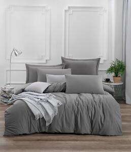 Lenjerie de pat dubla 3 piese, Fresh Color - Grey, EnLora Home, Bumbac Ranforce