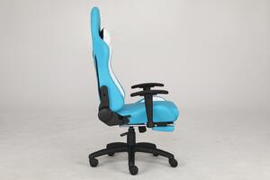 Scaun Gaming Genator V5, piele ecologică, suport picioare, Albastru, cu masaj lombar