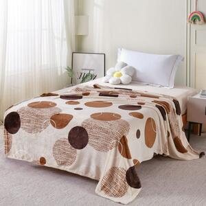 Patura cocolino bej 200x230cm cu cercuri maro