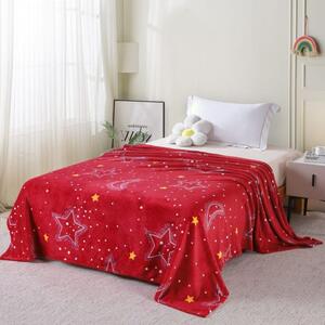 Patura cocolino rosie cu stelute 200x230cm