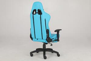 Scaun Gaming Genator V5, piele ecologică, suport picioare, Albastru, cu masaj lombar