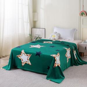 Patura cocolino verde cu stelute 200x230cm