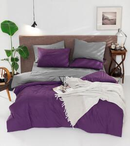 Lenjerie de pat dubla, Çift Yönlü - Purple, Grey, Acasă EnLora, Bumbac Ranforce