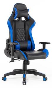 Scaun gaming, funcție recliner, design racing, Negru/Albastru Sig 063, cu masaj lombar