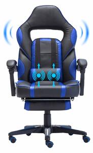 Scaun gaming Genator V7, cu masaj în perna lombară, suport picioare, funcție sezlong, , SIG 8069, Negru/Albastru