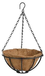 Ghiveci suspendabil din metal si fibre de cocos, Basket Negru, Ø25,2xH11,7 cm