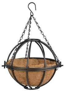 Ghiveci suspendabil din metal si fibre de cocos, Basket Round Negru, Ø25,3xH22,9 cm