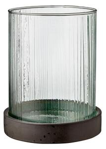 Lumanare decorativa cu led si suport din sticla Hurricane 14538 Verde, Ø20,8xH24 cm, Villa Collection
