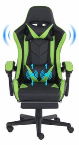 Scaun gaming cu suport picioare Genator V110M cu masaj lombar, Verde