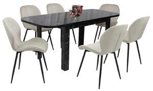 Set masă extensibilă Roma Negru cu 6 Scaune Opal Capucino