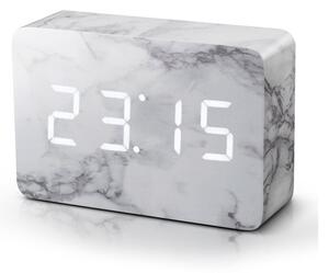Ceas LED cu aspect de marmură Gingko Brick Marble Click Clock, alb