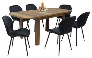 Set masă extensibilă Roma Nuc cu 6 Scaune Opal Negru
