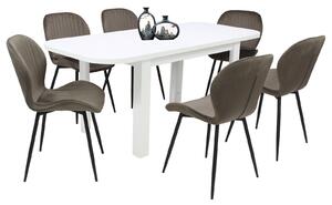 Set masă extensibilă Roma Albă cu 6 Scaune Opal Maro