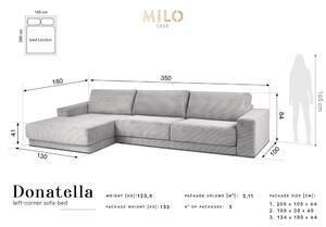 Canapea extensibilă XXL din catifea reiată Milo Casa Donatella, colț pe stânga, bej