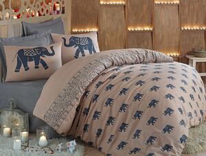 Lenjerie de pat dubla 3 piese, Fil - Blue, Eponj Home, 65% bumbac/35% poliester