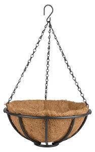 Ghiveci suspendabil din metal si fibre de cocos, Medium Basket Negru, Ø30,5xH13 cm