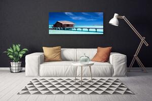 Tablou pe panza canvas South Sea Beach House Arhitectura Albastru Maro