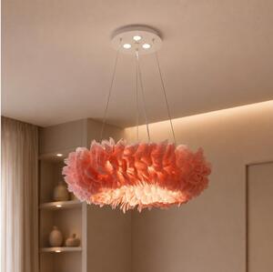 Brilagi - Lustră LED pe cablu FEATHER 3xE27/40W/230V + 3xLED/3W diam. 50 cm roz