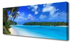 Tablou pe panza canvas Plaja Palms South Sea Peisaj Albastru Verde