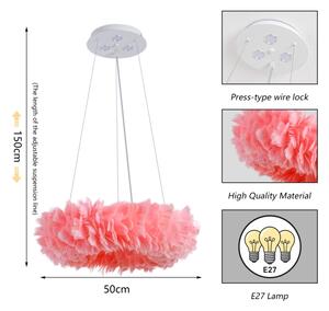 Brilagi - Lustră LED pe cablu FEATHER 3xE27/40W/230V + 3xLED/3W diam. 50 cm roz