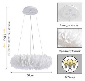 Brilagi - Lustru LED pe cablu FEATHER 3xE27/40W/230V + 3xLED/3W diam. 50 cm alb