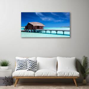 Tablou pe panza canvas South Sea Beach House Arhitectura Albastru Maro