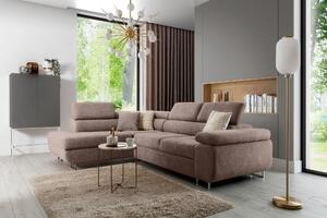 Colțar extensibil Annabelle L stânga - catifea bej hidrofobă Vogue 4 / picioare cromate