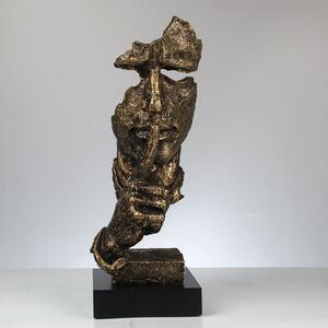 Statueta silence, rasina, auriu-negru, 35cm
