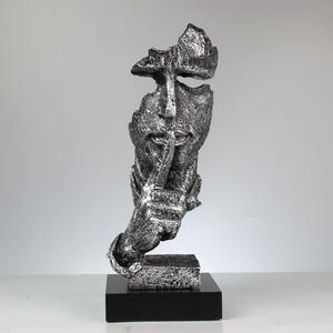 Statueta silence, rasina, negru- argintiu, 35cm