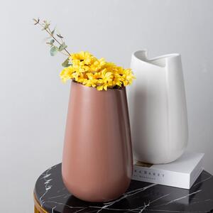 Set vaze alb si maro, ceramica, 19cm