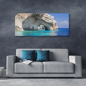 Tablou pe panza canvas Cliff Lacul Marea peisaj de apă Albastru Alb