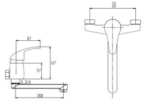 Invena Perea baterie bucătărie perete crom BC-05-001