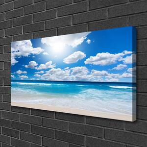 Tablou pe panza canvas Marea Nordului Plaja Nori Peisaj Albastru Alb