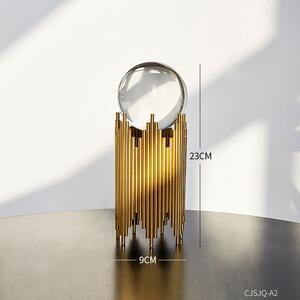 Obiect decorativ din metal cu glob de cristal, 23cm