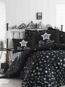 Lenjerie de pat pentru o persoana (ES), 2 piese, WhiteStar - Black, Eponj Home, 65% bumbac/35% poliester