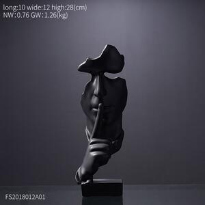 Statueta silence, rasina,negru, 28cm